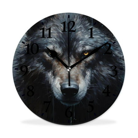 XNSJVGB Silent Non Ticking 16 inch Round Wall Clocks,Wolf Painting lovely,Winter Birds Drawing,Decorative Clocks for Living Room Kitchen Bedroom