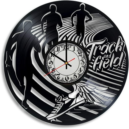 YanGxx Track and Field Sport Vinyl Record Wall Clock, Cross Country Running Gift for Any Occasion, Track and Field Art