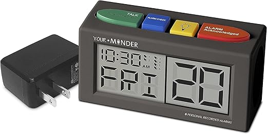 Your Minder Voice Record and Alarm Replay Reminder Clock with Loud,Easy Set,Multiple Alarms, Recordable Talking Alarm Clock for Medication Reminders (with Adapter)