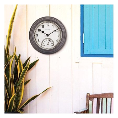 02413A1 8.5 Gunmetal Gray Combo Clock & Thermometer