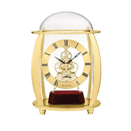 10.5 in. H x 9.25 in. W Polished Brass Glass Dome Table Clock