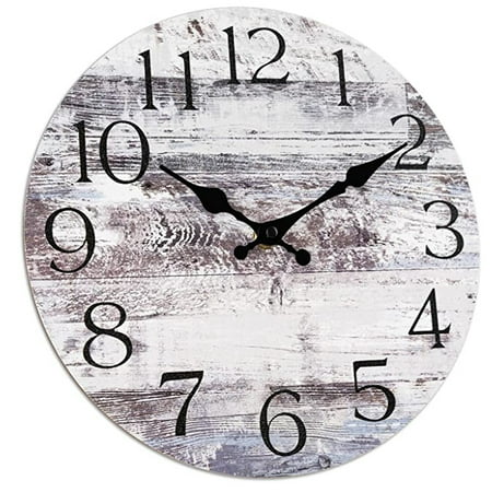 10 Inch Rustic Wall Clock, Battery Operated Silent Non-Ticking Vintage Country Clock for Kitchen, Bathroom, Bedroom, Living Room, Office and Home