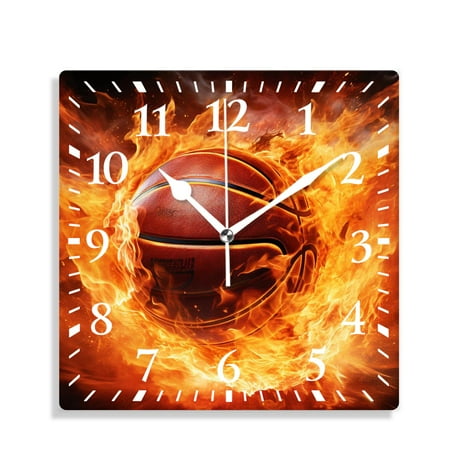 10 Inch Wall Clock Battery Operated Silent Clock Decorative for Office, Kitchen, Outdoor, Living Room，Sports Basketball Lover Ball Speed Shoot Pattern