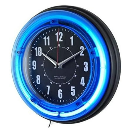 11 Vibrant Blue Neon Analog Wall Clock Home Room Decor