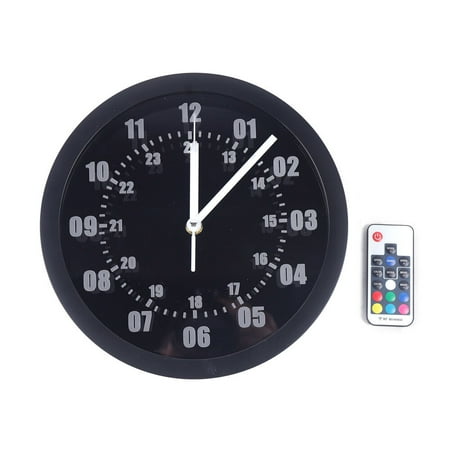 12/24 Hour Display Clock 10 BLACK Military Time Wall Clock With Remote Decor US