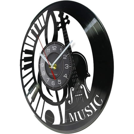 12 Inch-Wall Clock Piano & Violin Wall Clock Made Of Real Vinyl Record Treb