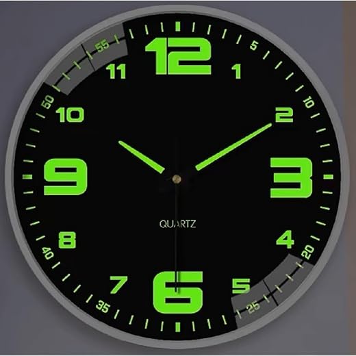 12 Inch Night Light Wall Clock, Silent Non-Ticking Quartz Wall Clocks, Large Luminous Function Numbers and Hands, Easy to Read Both Day and Night