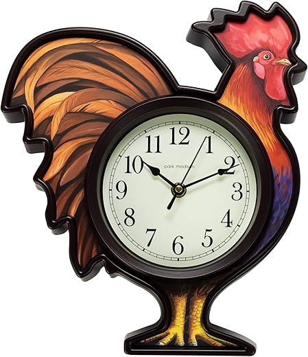 12 Inch Vintage Farmhouse Kitchen Wall Clocks Battery Operated Rooster Quartz Clock for Dinning Living Room Decor, Silent Movement