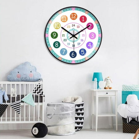 12 inch Wall Clock Silent clock for learning Time Einfach zu installieren Non Ticking Colorful Number Decorative Analog for Office Teachers Kids Classroom Flower shape