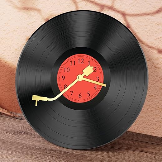 12" Vinyl Records Wall Decor, Vinyl Record Wall Clock, Unique Wall Clocks with Battery Operated (Battery Not Included) Music Decor and Room Decor