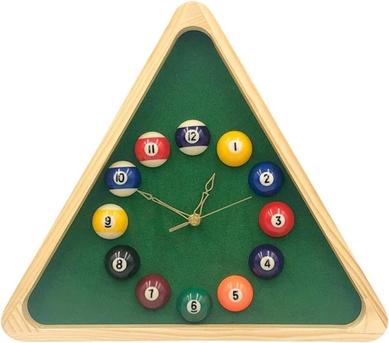 13 Inch Billiard Quartz Clock with Solid Wood Frame Creative Wall Clock for Living Room,Bedroom(Color:Green,Size:13 Inch)