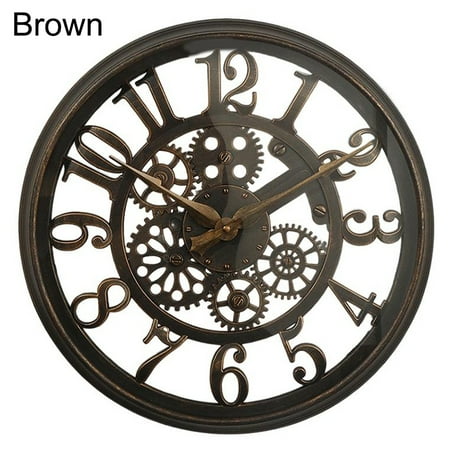 16 Garden Wall Clock Large Outdoor Decoration Open Face Wall Hanging Home Decor Brown