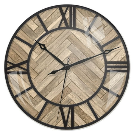 16 Herringbone Wood Dome Glass Wall Clock-Model 33228HBW by Westclox