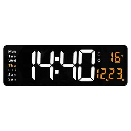 16 Large Digital Wall Clock with Remote Control, LED Display, Auto-Dimming, Countdown, Temperature, Calendar - 12/24Hr Format - Silent Wall Clock for Home, Office, or Gym Use