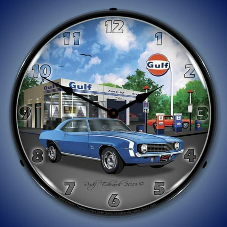 1969 SS Camaro Gulf Wall Clock, Lighted