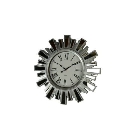 19 Inch Silver and Mirror Starburst Wall Clock