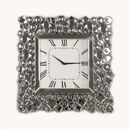 19 x 2 x 19 in. Kachina Wall Clock, Mirrored & Faux Gems