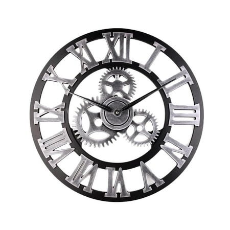 1Pc 34cm Industrial Gear Wall Clock Decorative Wall Clock Industrial Style Wall Clock Without Battery (Silver)