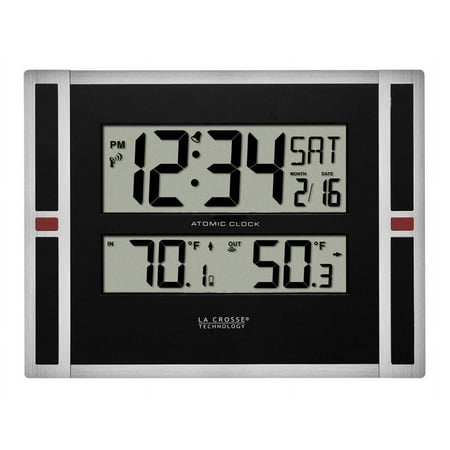 1 Pc, La Crosse Technology 11 In. L X 1.10 In. W Indoor And Outdoor Contemporary Digital Atomic Wall Clock