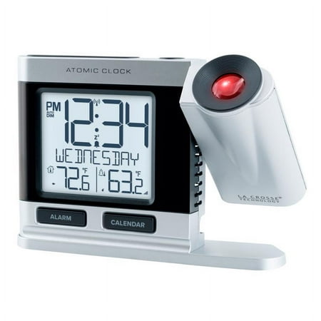 1 Pc, La Crosse Technology 2.5 In. Silver Atomic Projection Alarm Clock Lcd Plug-In