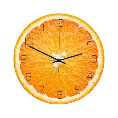 1 Pc Orange Fruit Wall Clock Mute Round Acrylic Living Room Clock