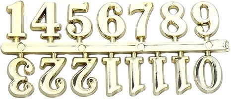 1 Set Gold Clock Numerals Kit Clock Parts Digital Clock Numbers Roman Numerals Arabic Number for Replacement Repairing Clock, Clock Movements (Arabic Numerals)