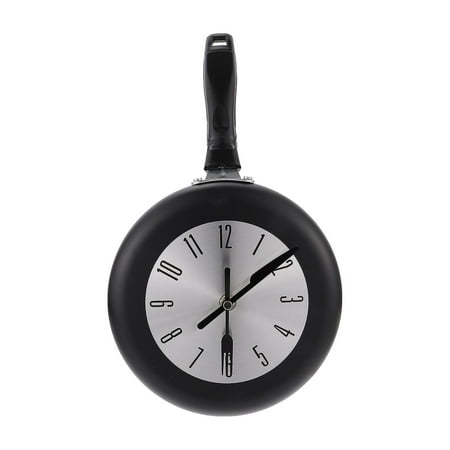 1 Set Wall Clock Metal Round Frying Pan Kitchen Wall Clock Home Decor No Battery