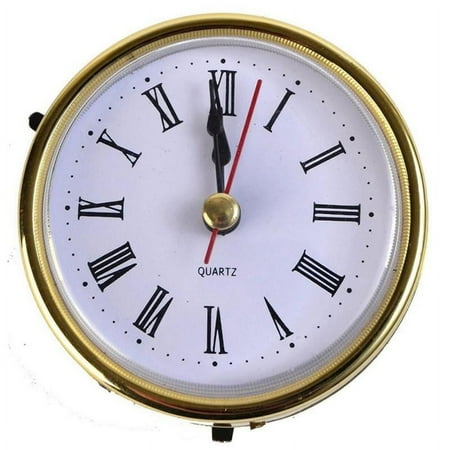 2-1/2 (65mm) QUARTZ CLOCK UP/Insert, Gold Trim, Roman D0O9 Faces Numeral, T6C2 White N6E7 R8N7 K5Z1