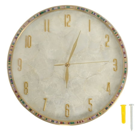 2024 Brass Wall Clocks Silent Non Ticking Wall Quartz Clock Battery Operated Decorative Round Wall Clock for Home Livingroom Diameter 35cm / 13.8in