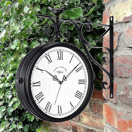 20 Inch Large Outdoor Clock Double Sided Metal Clock Outdoor Indoor Waterproof Retro Wall Clocks for Patio Pool Garden Home