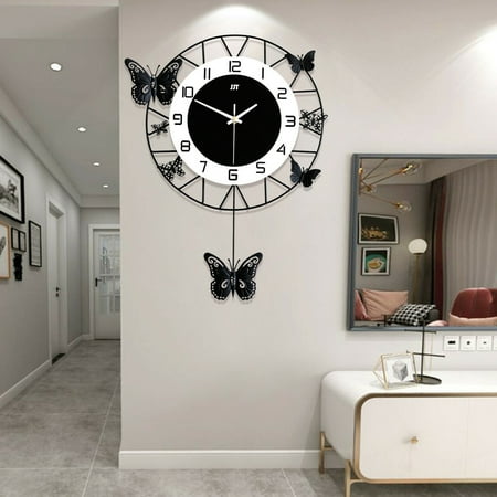 20 inch Modern Decorative Wall Clocks Iron Quartz Butterfly Wall-Mounted Clock Silent Clock