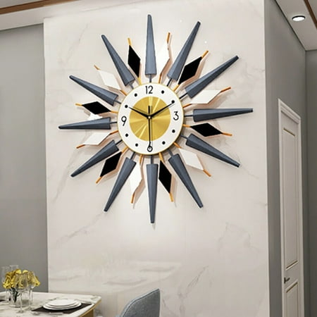 23.6 Inch Retro Metal Art Clock Mid Century Modern Wall Vintage Clock Wall Clocks