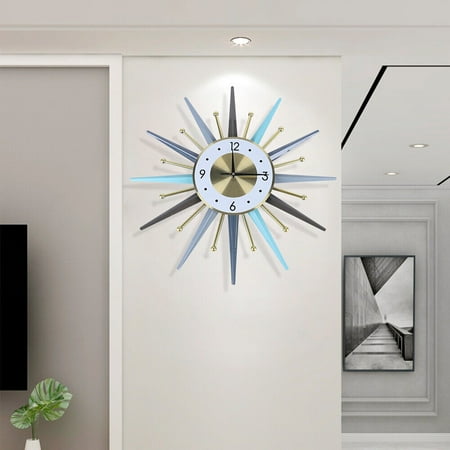 23In Retro Metal Wall Clocks Nordic Iron Round Starburst Watches Home/Office Decor Wall Clock