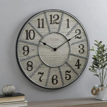 27 Cooper Wall Clock, Gray/Galvanized