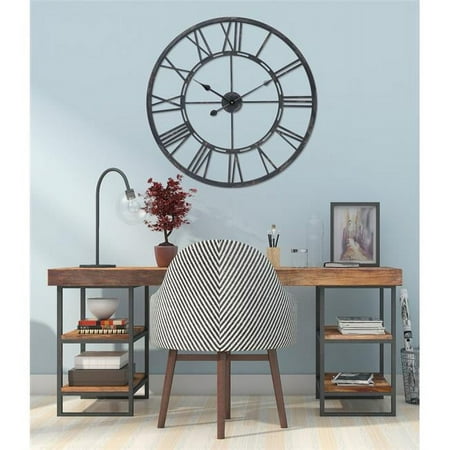 27 in. Oversized Roman Round Wall Clock, Matte Black