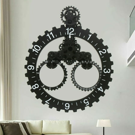 27 Large Industrial Metal Gear Wall Clock Mechanical Moving Gear Clock Decor US