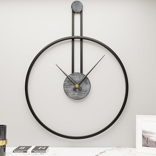 28.7x22 Inch Large Metal Giant Modern Wall Clocks for Living Room,Big Farmhouse Oversized Decorative Black Minimalist Wall Clock with Vintage Gray White Dial for Office,Dining Room