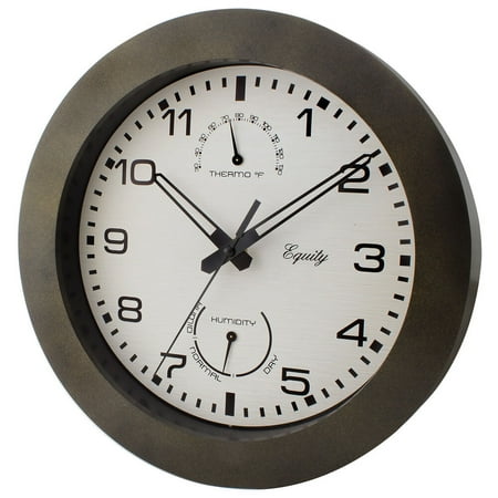 29005 Equity by La Crosse 10 Indoor/Outdoor Wall Clock with Temp & Humidity