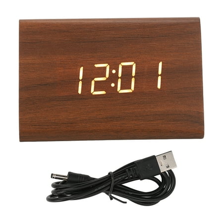 (2Pack) Wood Digital Alarm Clock Triangle Modern Simple Design Portable Wooden LED Clock for Home Office Travel