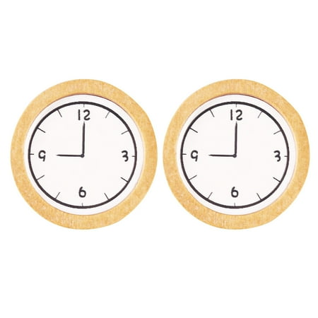 2Pcs Mini Wall Clock Adornment Mini Wood Clock Ornament Mini House Layout Prop