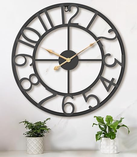 30 Inch Extra Large Giant Wall Clock,Oversized Round Silent Vintage Industrial Black Metal Farmhouse Big Arabic Numeral Wall Clocks for Living Room,Kitchen,Bedroom Home Decor