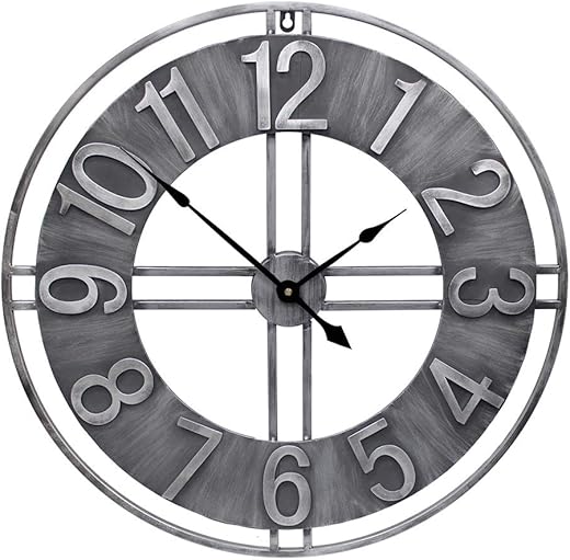 30 inch Large Wall Clock Decorative Solid Metal Retro Decor for Home Farmhouse Living Room