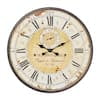 32 in. x 32 in. Brown Wooden Distressed Vintage Style Wall Clock with Black Typography and Roman Numerals