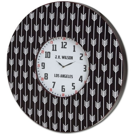 33 Oversize Contemporary Black and White Wall Clock w/ Dense Pattern and JK Wilson Los Angeles