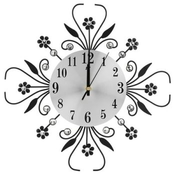 2024 Unique Iron European Style Flower?Shaped Wall?mounted Clock Diamond Hanging Wall Clock