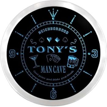 ADVPRO ncx0103-tm Tony's Man Cave Poker Room Custom Name Neon Sign Clock