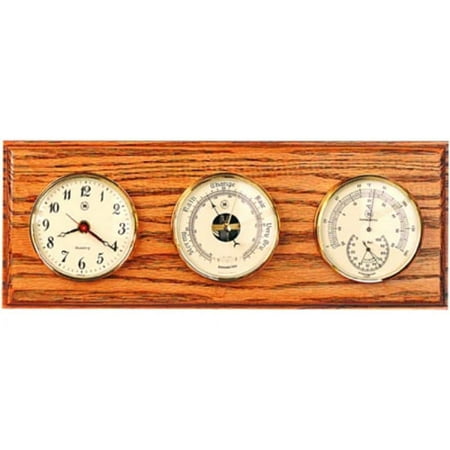 Bey-Berk International Quartz Clock Barometer & Thermometer with Hygrometer - Mahogany