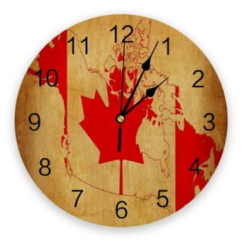 Canada National Day Texture Maple Leaf Wall Clock Living Room Decoration Digital Clock Modern Wall Watch