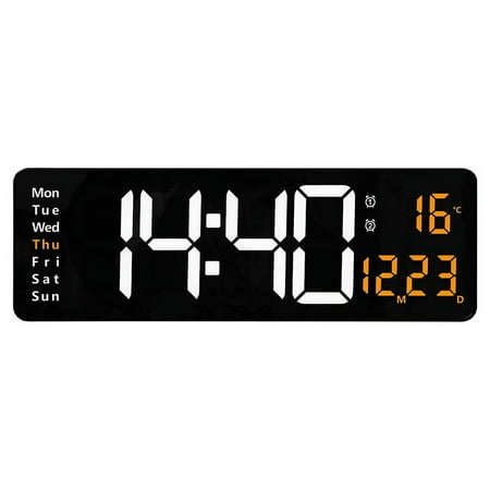 Clearance Kaireo Clock, Home Clock, Large Electronic Digital Wall Clock Remote Control Temp Date Week Display Power off Memory Table Clock Wall Mounted Led Clocks, 1X Clock