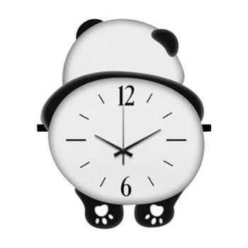 deevoka Panda Shaped Wooden Wall Clock, Modern Decoration, Battery Operated Hanging, for Height 30cm